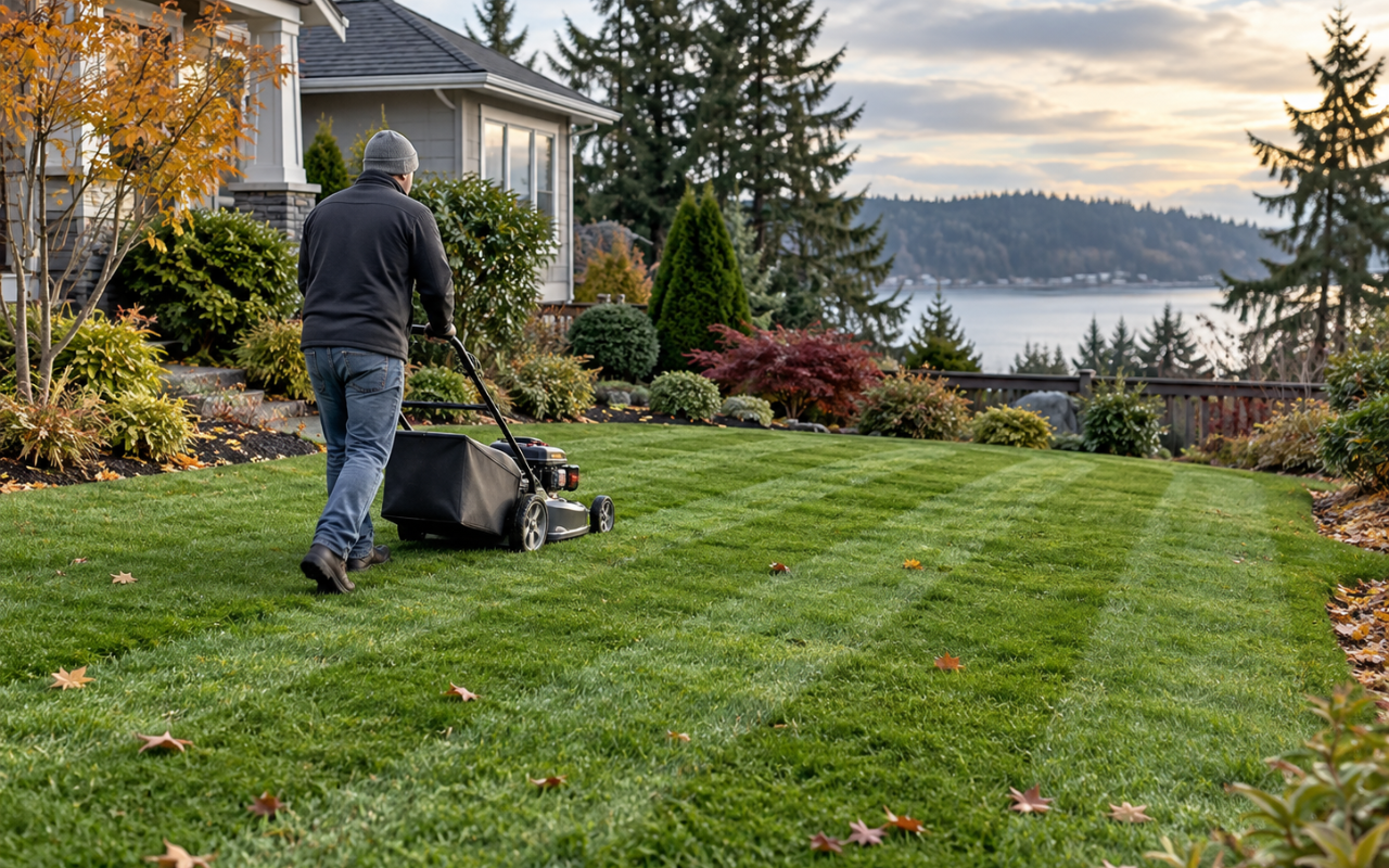 How short to cut grass for winter on a healthy Kitsap County lawn