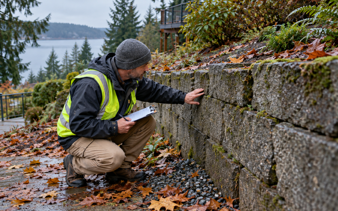 retaining wall inspection before winter in Kitsap County