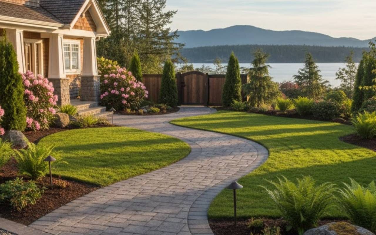 Design Ideas for Paver Walkways in Kitsap County for a welcoming front yard path