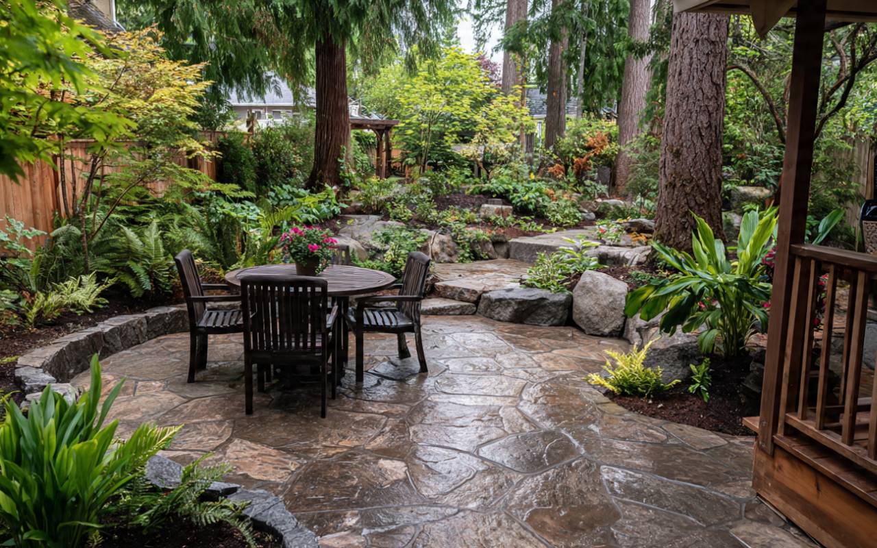 Paver Installation in a Kitsap backyard patio with clean joints and fresh sand