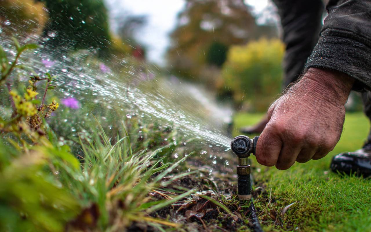 Sprinkler Installation in a Kitsap yard prepared for harsh winter freezes