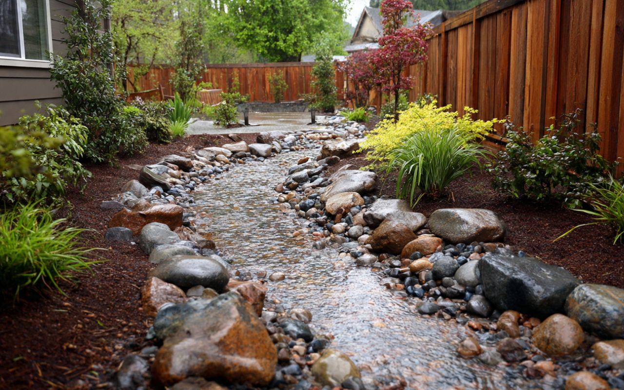 French drain cost in Kitsap County for a wet backyard with proper drainage layout