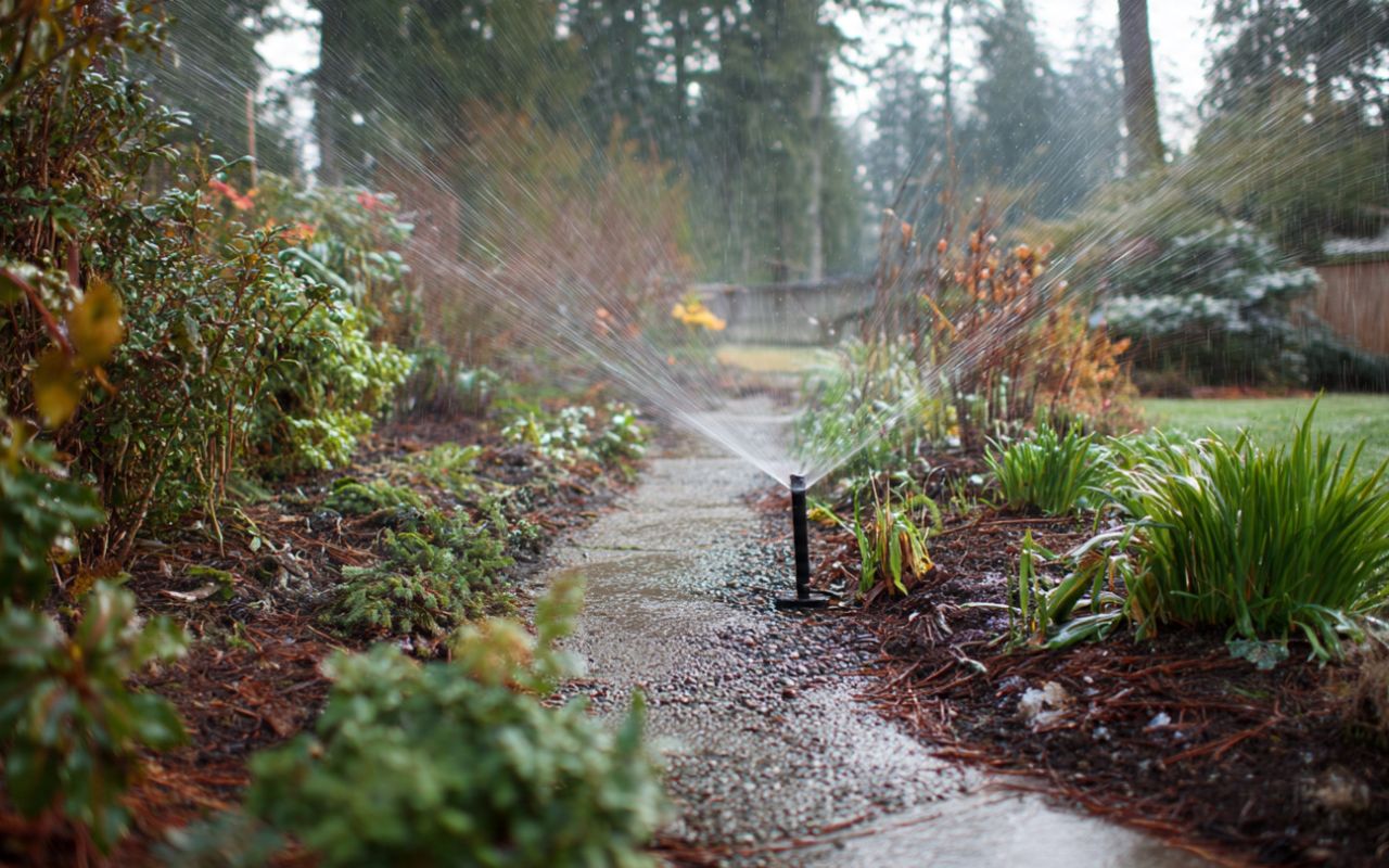 Sprinkler winterization in Poulsbo to protect garden lines before freezing weather