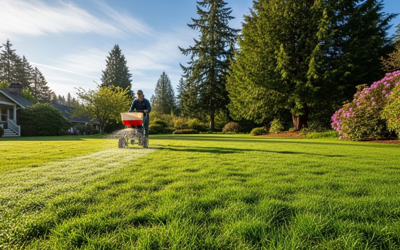 Spring lawn fertilization in Kitsap County for a greener yard