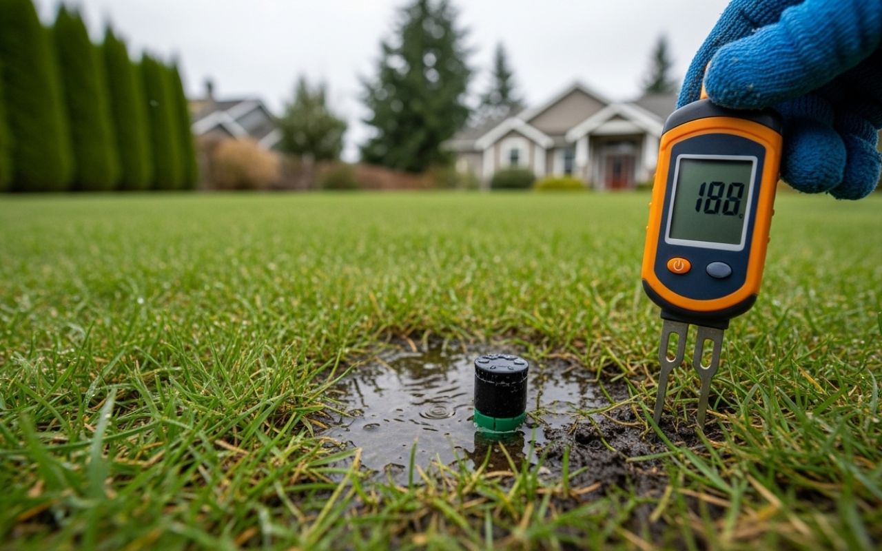 Sprinkler leak detection in Kitsap County for wet lawn areas