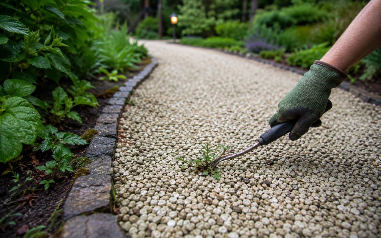 Weed control for gravel areas in Kitsap County with clean stone paths